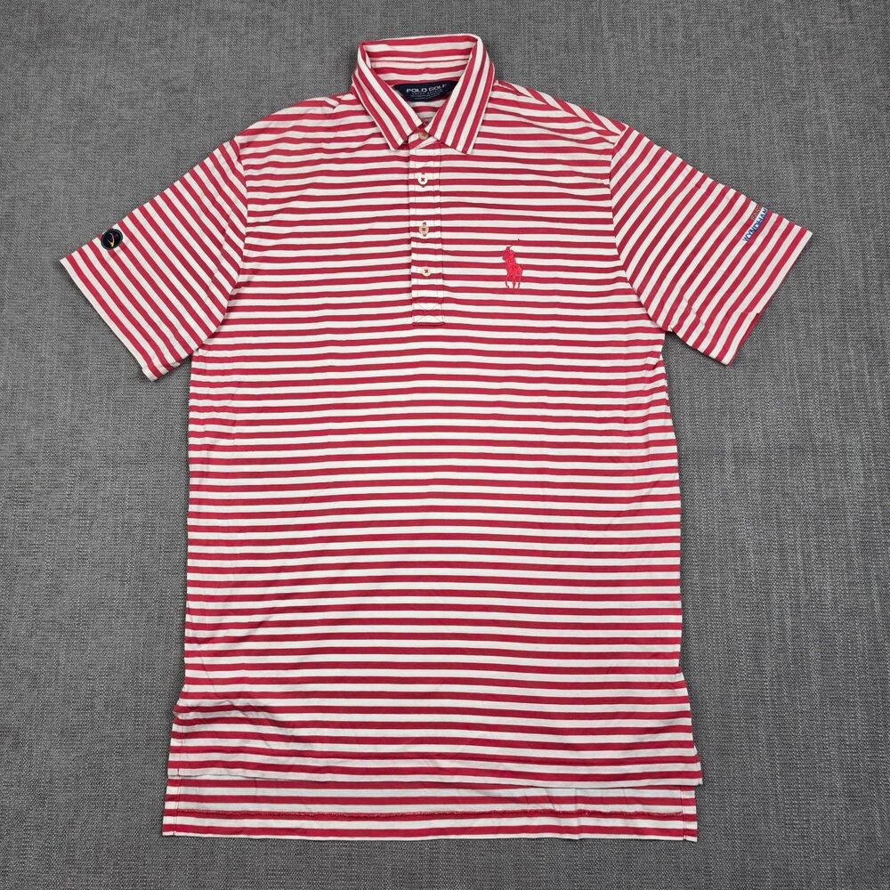Polo Golf Ralph Lauren Shirt Mens M Red Striped Wyndham Cup Pima Polo Preppy